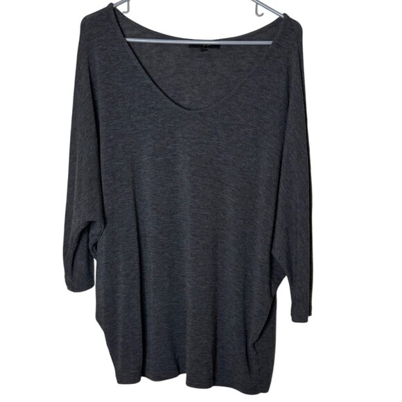 Laila Jayde Womens Charcoal Gray 3/4 Dolman Sleeve Knit Top Size XL Made in USA - Picture 2 of 8